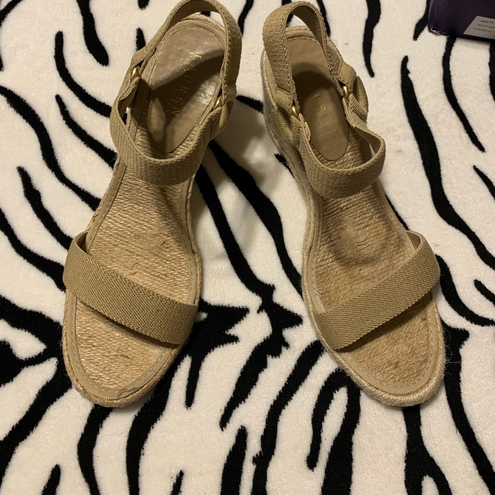 Ralph Lauren indigo elastic wedge heel